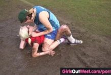 Bushy lesbian football participant licked after coaching